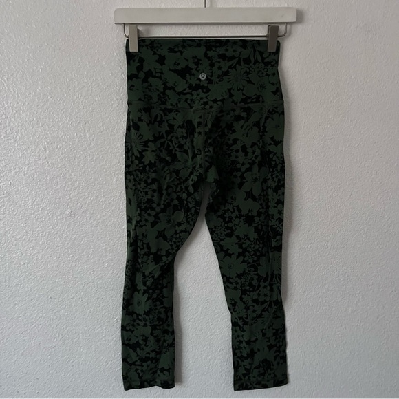 Lululemon Align Leggings Efflorescent Barracks Green Black Size 4 - Picture 5 of 7